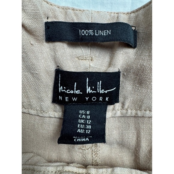 Nicole Miller New York Linen Wide Leg Belted High Waisted Pants Women's Size 8 - Picture 3 of 12